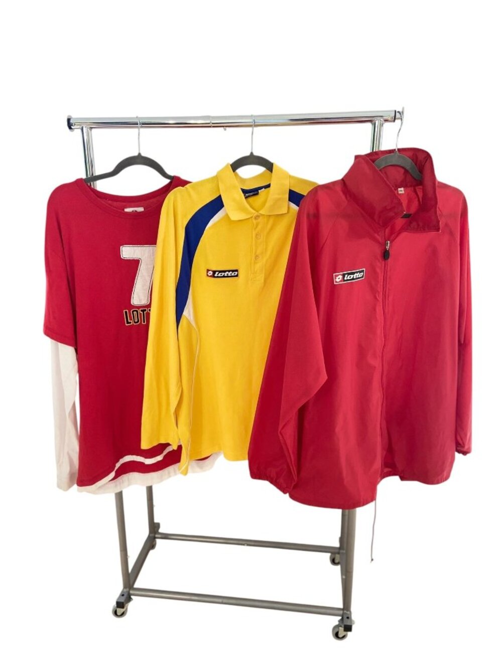 Lotto Vintage Soccer-Themed Jacket & Shirts Set - Red Yellow & Multicolor - Mens